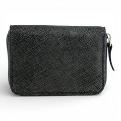 Portofel Mini din piele naturala pentru femei, cu fermoar Negru