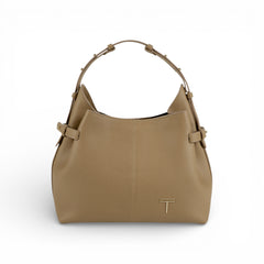 Geanta din piele întoarsă Cappuccino Parmellato Medium Boucle