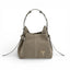 Geanta din piele întoarsă Taupe Suede Micro Boucle