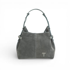 Geanta din piele întoarsă Gri Suede Medium Boucle