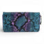 Portofel din piele naturala pentru femei, cu fermoar Snake turcoaz lila