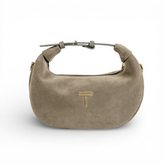 Geanta din piele naturala Taupe Suede Mini Moon