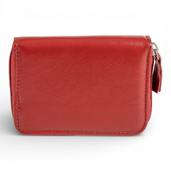 Portofel Mini din piele naturala pentru femei, cu fermoar Rosu