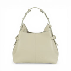 Geanta din piele Bizonata Crem Medium Boucle