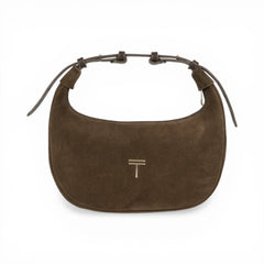 Geanta din piele naturala Chocolate suede Moon Medium