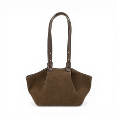 Geanta din piele naturala Suede Chocolate ESTELLE Mini