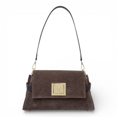 Geanta din piele naturala Espresso suede Bella