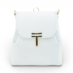 Rucsac din piele naturala pentru femei 2 in 1 Alb Smart