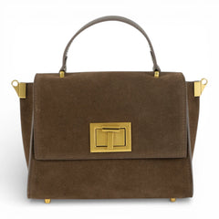 Geanta din piele naturala Chocolate suede MINI POLINE editie limitata
