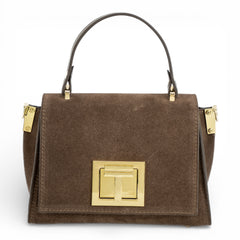 Geanta din piele naturala Ciocolata Suede MICRO POLINE