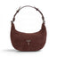 Geanta din piele naturala Suede Brown burgundy Moon Medium