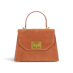 Geanta din piele naturala Terracota Suede Maxi Grace