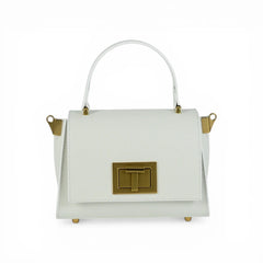 Geanta din piele naturala Alb MICRO POLINE editie limitata