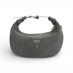 Geanta din piele naturala Gri Suede Mini Moon