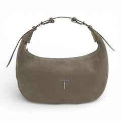 Geanta din piele naturala Taupe Suede Moon Medium