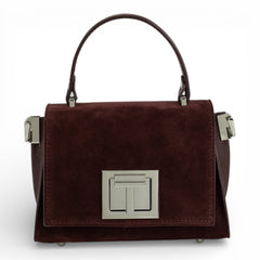 Geanta din piele naturala Burgundy Suede/piele MICRO POLINE