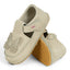 Pantofi barefoot din piele naturala Crem Fluturas auriu