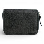 Portofel Mini din piele naturala pentru femei, cu fermoar Negru