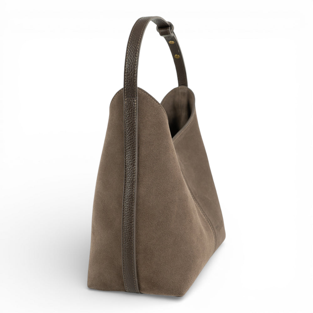 Geanta din piele naturala Praline suede Thianna