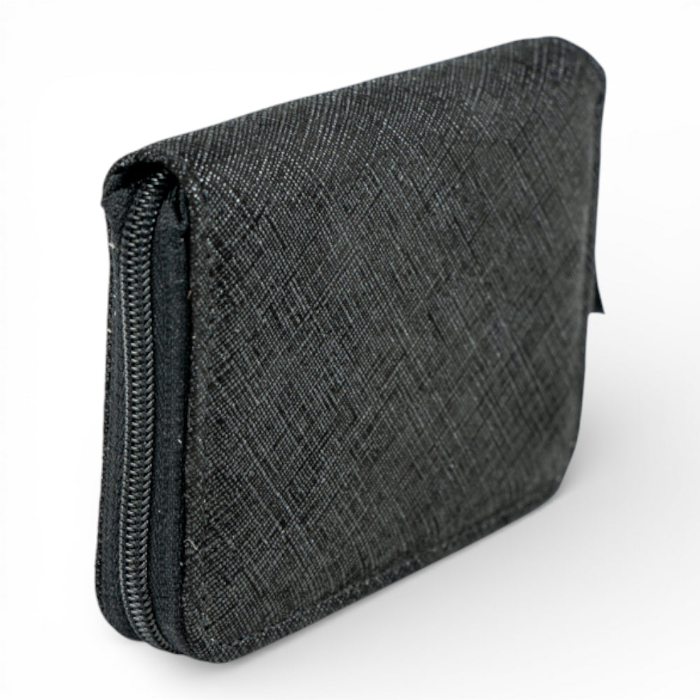 Portofel Mini din piele naturala pentru femei, cu fermoar Negru