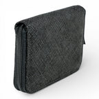 Portofel Mini din piele naturala pentru femei, cu fermoar Negru