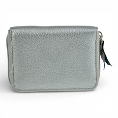 Portofel Mini din piele naturala pentru femei, cu fermoar Argintiu