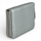 Portofel Mini din piele naturala pentru femei, cu fermoar Argintiu