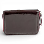 Portofel Mini din piele naturala pentru femei, cu fermoar Visiniu