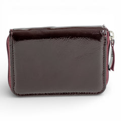 Portofel Mini din piele naturala pentru femei, cu fermoar Visiniu