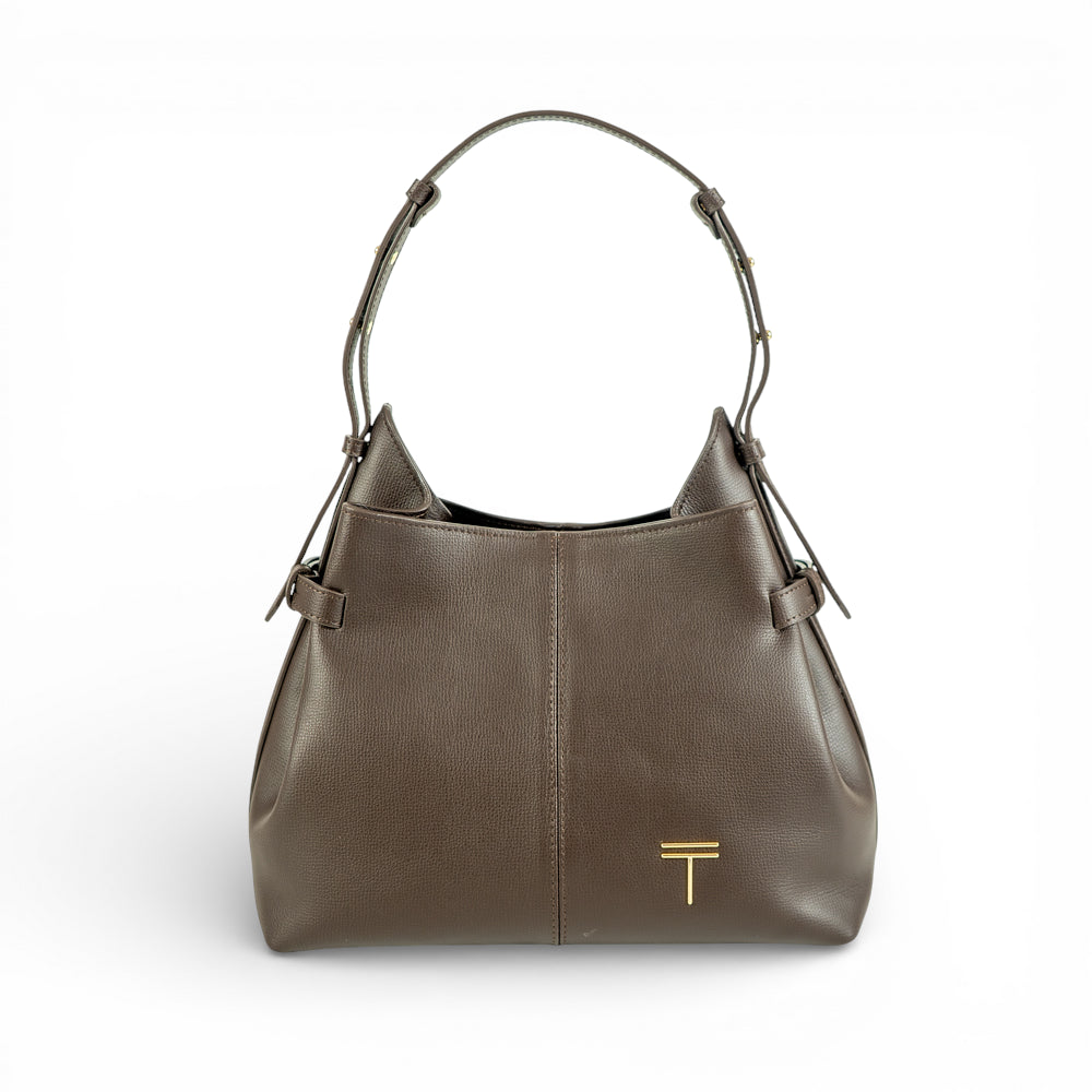 Geanta  din piele Parmellato Maro ciocolata Medium Boucle