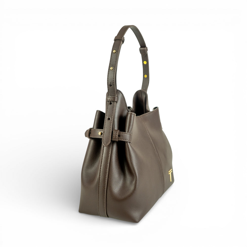 Geanta  din piele Parmellato Maro ciocolata Medium Boucle