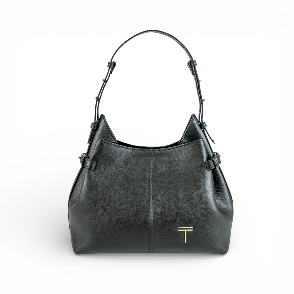 Geanta  din piele întoarsă  Negru Parmellato Medium Boucle