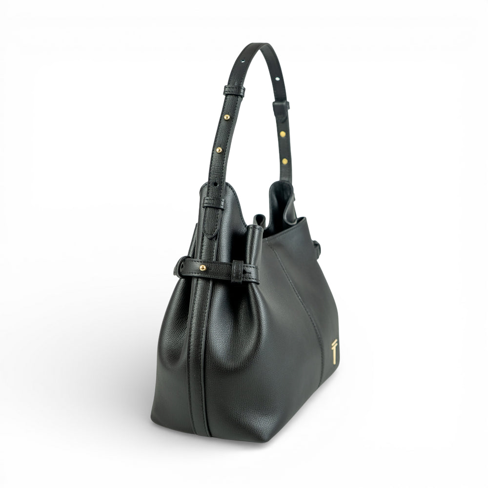 Geanta  din piele întoarsă  Negru Parmellato Medium Boucle