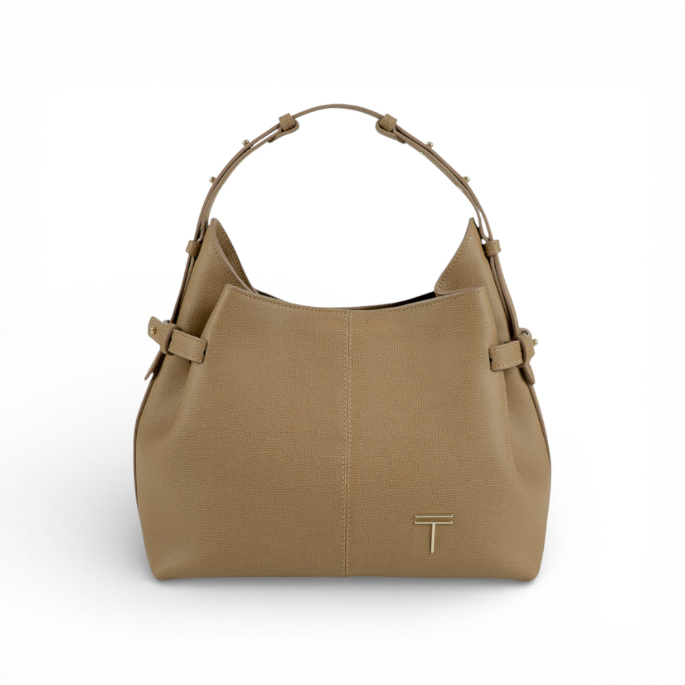 Geanta  din piele întoarsă Cappuccino Parmellato Medium Boucle