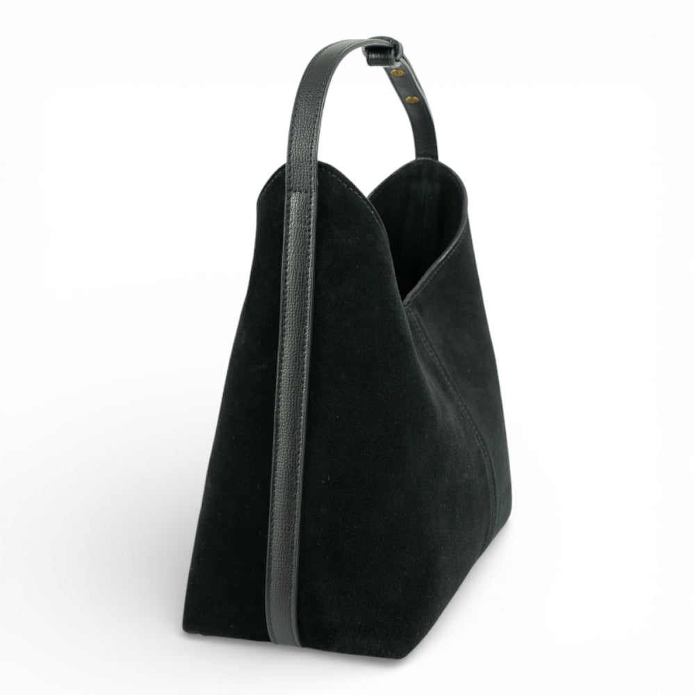 Geanta din piele naturala Negru suede Thianna Imagine secundară a produsului