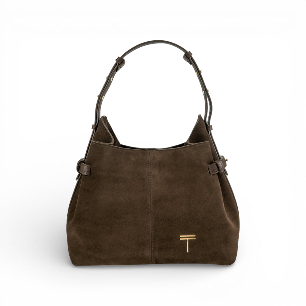 Geanta  din piele întoarsă  Espresso Suede Medium Boucle Imagine principală a produsului