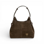 Geanta  din piele întoarsă  Espresso Suede Medium Boucle