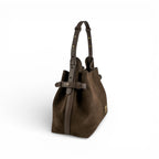 Geanta  din piele întoarsă  Espresso Suede Medium Boucle