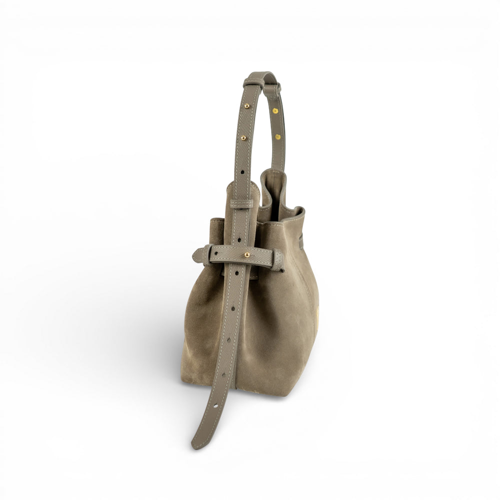 Geanta  din piele întoarsă  Taupe Suede Micro Boucle Imagine secundară a produsului