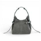Geanta  din piele întoarsă  Gri Suede Micro Boucle