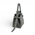 Geanta  din piele întoarsă  Gri Suede Micro Boucle