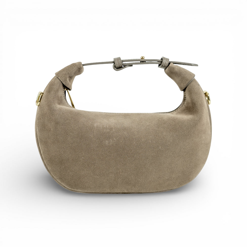Geanta din piele naturala Taupe Suede Mini Moon
