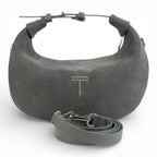 Geanta din piele naturala Gri Suede Mini Moon