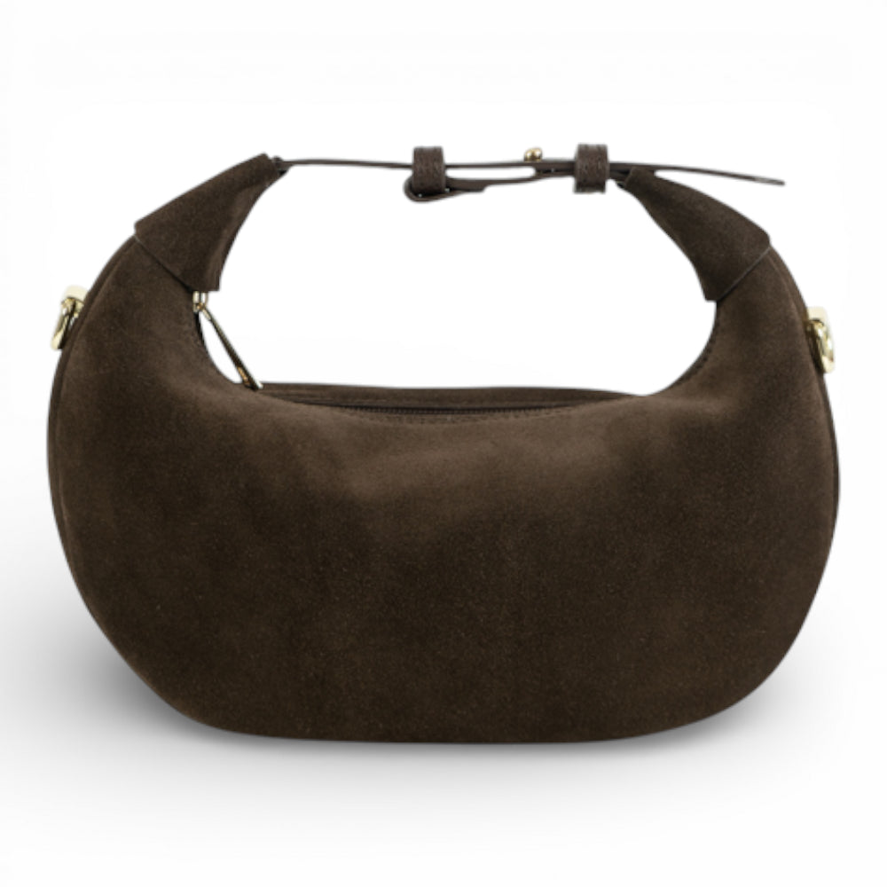 Geanta  din piele naturala Chocolate suede Mini Moon