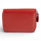 Portofel Mini din piele naturala pentru femei, cu fermoar Rosu