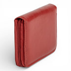 Portofel Mini din piele naturala pentru femei, cu fermoar Rosu