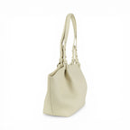 Geanta din piele naturala bizonata Crem  Shopper ESTELLE Maxi
