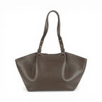 Geanta din piele naturala bizonata Chocolate  Shopper ESTELLE Maxi