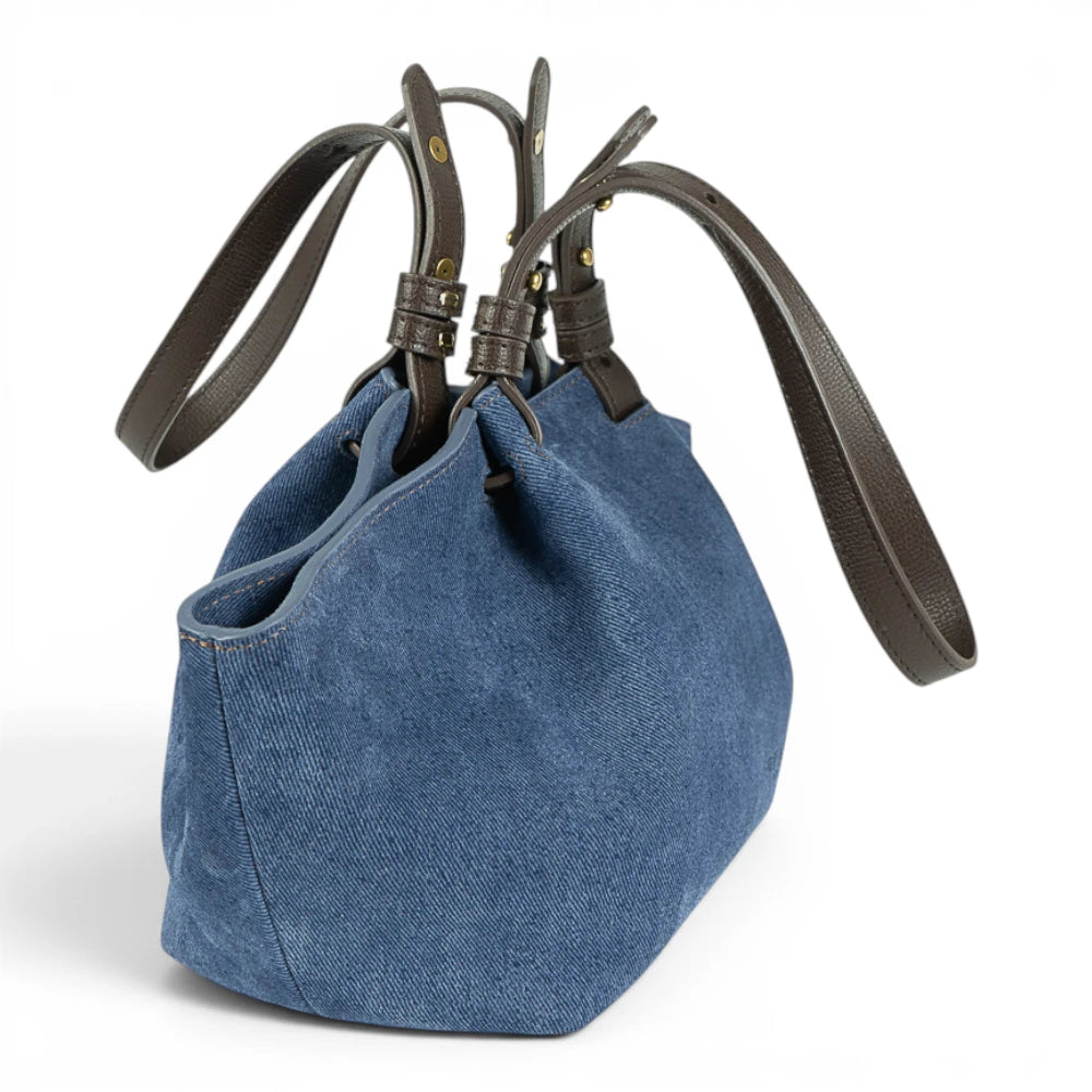 Geanta din piele naturala Suede BLUG Ming  ESTELLE Mini -Editie speciala