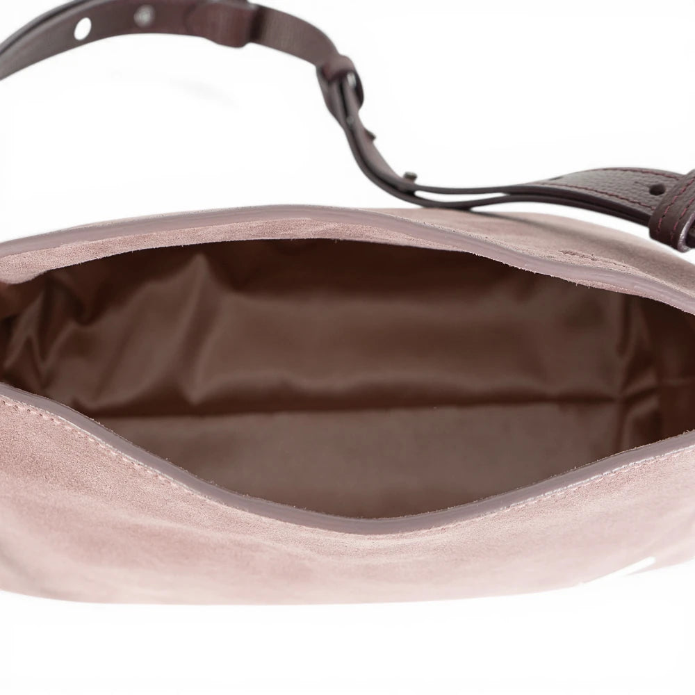 Geanta din piele naturala Royal Pink suede  London